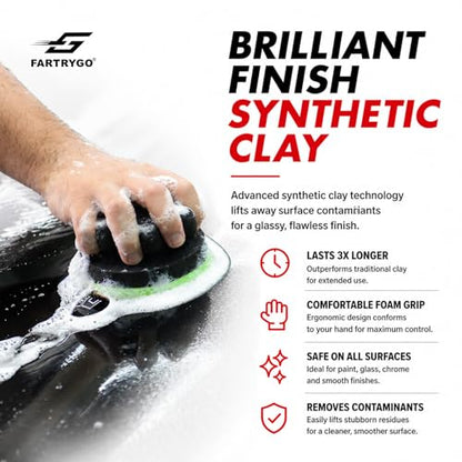 2 Pcs Synthetic Clay bar Pad for Car Detailing, 4.1" Honeycomb Clay Sponge with 12mm Rebound Foam, Paint Contaminant Removal & Surface Prep Tool for Waxing and Polishing