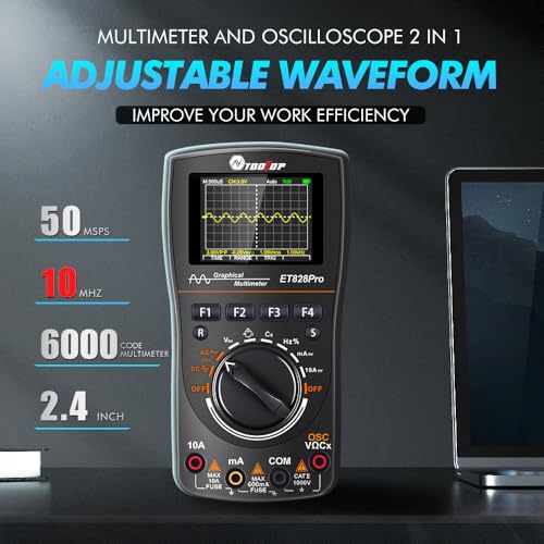 Oscilloscope Multimeter, 2-in-1 Intelligent Digital Scope Meter Multimeter, Professional LED Handheld Oscilloscope Multimeter with 50Msps A/D Automatic Waveform Capture Function - color: Grey