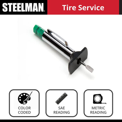 Steelman Color Coded Tread Depth Gauge, Quickly Identifies Amount of Tread on Tires, Reads in MM and 32nds - style: Standard