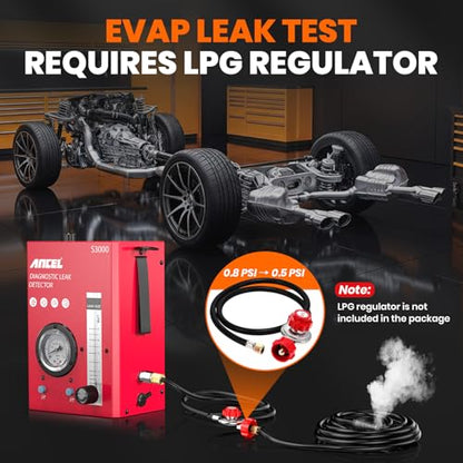ANCEL S3000-US Automotive Smoke Machine Leak Detector with Built-in Air Compressor, Smoke Tester Automotive for EVAP, Vacuum, Fuel System with Pressure Gauge & Adjustable Flowmeter