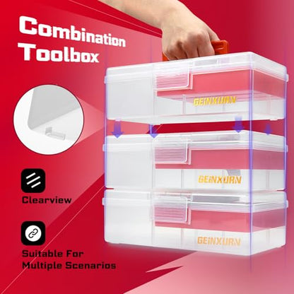 Geinxurn 42Pcs Impact Screwdriver Set,Impact Screwdriver Bit Set Phillips/Hex/Torx/Square/Slotted Insert Power Bits Tips,Impact Nut Driver,Bit Holder and Screwdriver Handle with Red Storage Box Case
