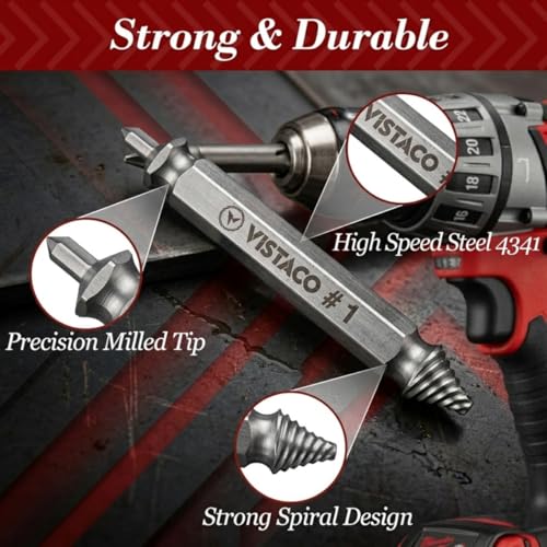 Screw Extractor Set, 10 Piece Easy Out Bolt & Screw Remover | Reverse Drill Bit Set • Removes Stripped, Broken, Rusted & Damaged Screws and Bolts • Heavy-Duty Steel - color: 10 Pc Screw Extractor