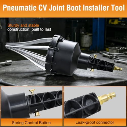 GOOACC Pneumatic CV Boot Expander Tool, Air Operated CV Joint Boot Installer Stretcher for Rubber CV Axle and Steering Rack Boots Universal Drive Shaft Boot Installation Tool for Cars UTV ATV, Black