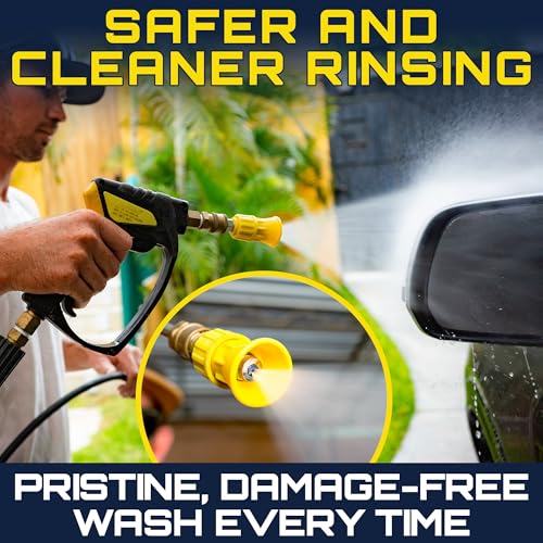 Clean Car USA Foam King™ 40° Pressure Washer Nozzle Guard, 1/4” Quick Connect - Stainless Steel Fire Hose Tip with Rubberized Protective Shield for High-Pressure Cleaning, Durable & Universal Fit - color: Nozzle Guard
