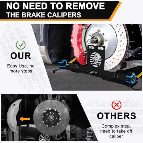 Wheel Alignment Tool with Imperial Tape Measure, Upgraded Automotive Alignment kit Without Removing Calipers, Heavy-Duty Stainless Steel Toe Alignment Plates for Most Cars, Trucks and SUVs