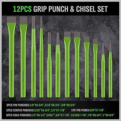 SWANLAKE 28-piece Punch and Chisel Set, Including Pin Punches, Taper Punch, Cold Chisels, Center Punches - size: 28PCS