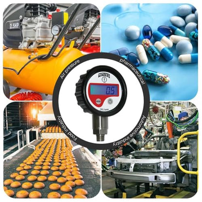 Digital Pressure Gauge (Range: 0-5,000 psi) Hydraulic Pressure Gauge | Rubber Boot, tire Pressure Gauge, Stainless Steel Socket, 2.5" Dial | Model: DPG223 DPG Series