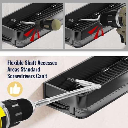 Tomorotec Flexible Drill Bit Extension Kit for Automotive Repairs, Home Improvement, DIY Projects, Tight Space Fastening Tasks, with Angled Adapters, Flexible Screwdriver Extension, Socket and Bit Set