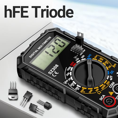 ANENG Multimeter,SZ308 DC AC Volt Meter,Ohm Digital Multimeter Tester,Measures Voltage,Current,Resistance,Continuity,Diodes, Electrical Tester for Househould Tools,Automotive Battery Test - style: SZ308 Black (With 16-piece test set)