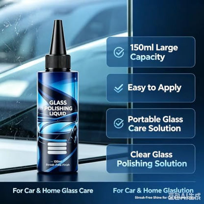 Car Glass Polishing Compound, Cerium Oxide Water Repellent Cleaner, Removes Oil Film & Water Spots, Fixes Minor Scratches, Restores Clarity