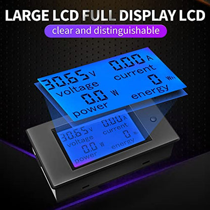 DC 6.5-100V 100A Digital Battery Monitor, LCD, Solar, Multifunction | Solar Power Meter, Multimeter, Voltmeter, Ammeter, 12V/24V/48V, for RV, Car Battery, Current Voltage, Display - style: DC 100A Battery Meter