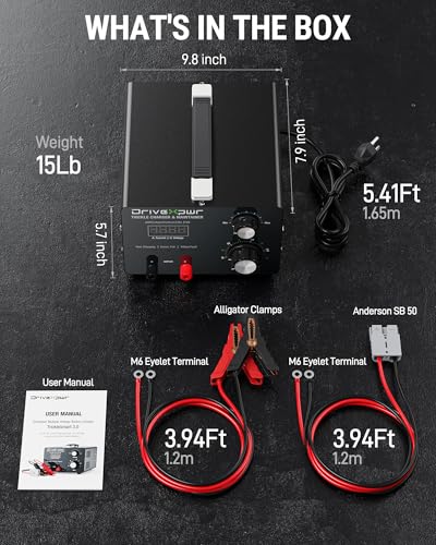 Adjustable Battery Charger 6V 8V 12V 24V,15A Automatic Battery Maintainer,Battery Desulfator Maintainer for Lead-Acid LiFePO4 Lithium,Great Automotive Golf Cart Truck Motorcycle Lawn Mower(X15)