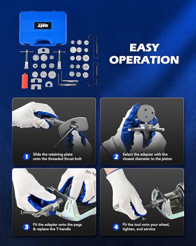 Orion Motor Tech 35 Piece Disc Brake Caliper Tool Kit, Heavy Duty Brake Caliper Compression Tool Kit for Brake Pad Replacement, Brake Piston Caliper Compressor Tool with 24 Adapters Fits Most Vehicles - size: 35pc
