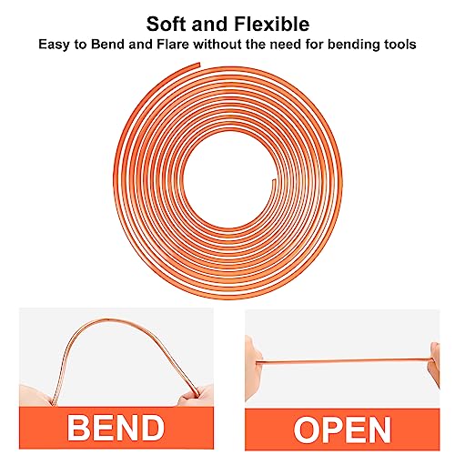 Brake Line Kit, 3/16" Brake Line Flaring Tool Kit, Copper Coated Brake Line (With 16 Fittings and 4 Threads Unions) and Double & Single Flare Tool (With Tube Cutter And 5 Adapters) - size: 3/16" Brake Line Kit