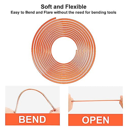 Brake Line Kit, 3/16" Brake Line Flaring Tool Kit, Copper Coated Brake Line (With 16 Fittings and 4 Threads Unions) and Double & Single Flare Tool (With Tube Cutter And 5 Adapters) - size: 3/16" Brake Line Kit