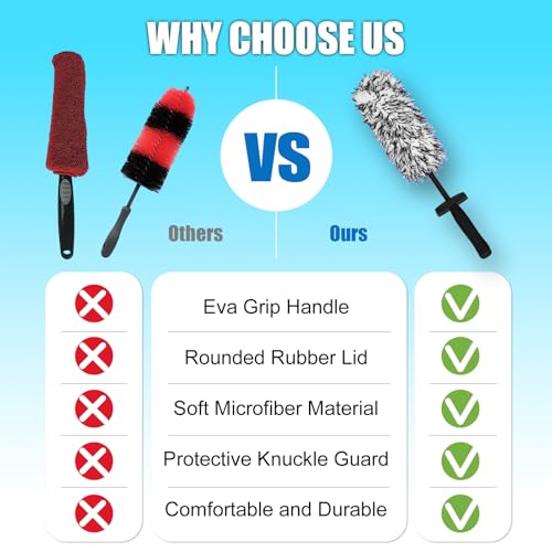 Car Cleaning Rim Brush Wheel Cleaning Brush, Metal Free Soft Synthetic Wool Car Wash Brush, Highly Water Absorption Wheel Brush (Black White) - color: Black White