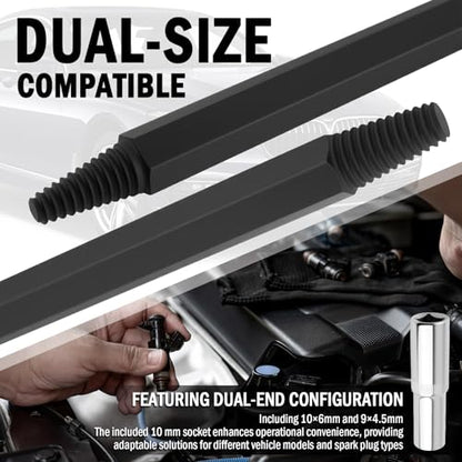 Dual-End Broken Spark Plug Removal Tool,Reverse Thread Broken Spark Plug Extractor Tool Set,Universal Sparks Plugs Socket as Car Gadgets for Automotive Engines Repair