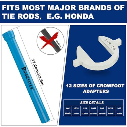 Inner Tie Rod Removal Tool, Master Inner Tie Rod Tool Set with 12 Crowfoot Adapters & 1/2 Inch Drive Tube for Tie Rods Remove & Install (Blue) - color: Blue