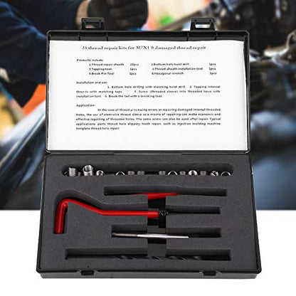 M7 X 1.0 Helicoil Thread Repair Kit Stainless Steel 25Pcs Thread Repair Kit Stainless Steel Twisted Drill Wrench Threaded Insert Tap Insertion Tool M7X1