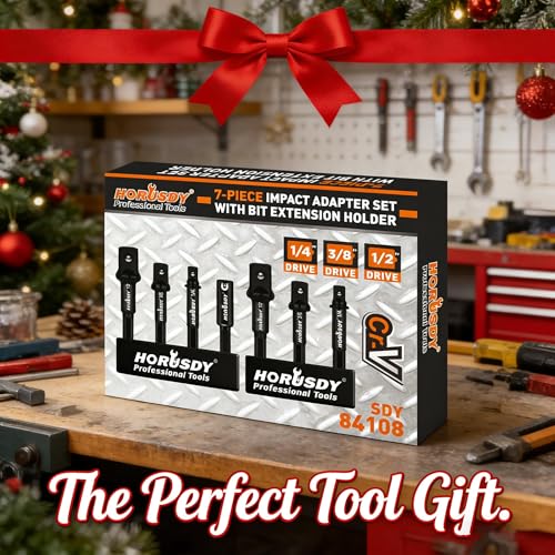 7-Piece High Torque Impact Socket Adapter & Magnetic Bit Holder Set, 1/4" Hex Shank Drill Socket Adapter to 1/2" 3/8" 1/4" Drive, Magnetic Bit Holder for Impact Driver & Drill, With Organizer Rack - style: 7-PCS + Magnetic Bit Holder