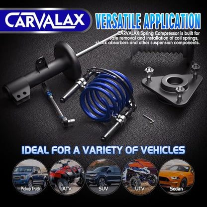 CARVALAX Coil Spring Compressor Tool, 2pcs Automotive Spring Compressor Set with Extendable Safety Bracket, 2670LB Heavy Duty Macpherson Strut Spring Compression Set for Car Truck ATV UTV