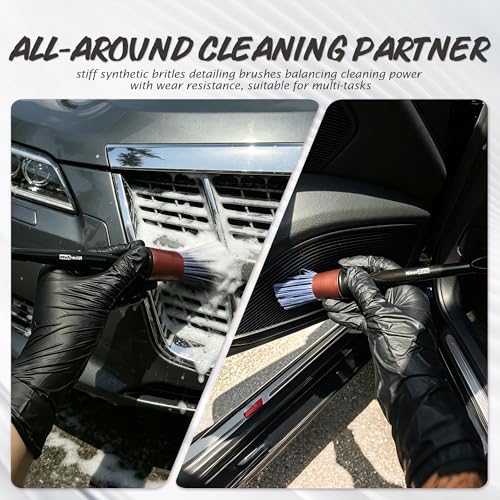 8PCS Car Detailing Brush Set, Mixed Bristles Soft Detail Brushes, Rose Gold | Boars Hair & Ultra Soft Auto Detailing Brush, No Scratch for Leather Dashboard, 5 Crevice Tools Reach AC Outlet, Wet Dry Use - color: Rose Gold 8pcs Detailing Brush Set