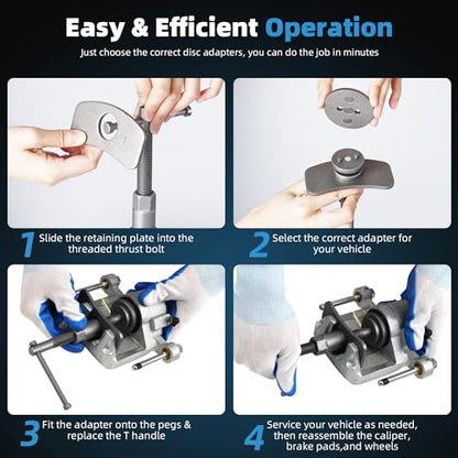 8MILELAKE 35pcs Disc Brake Caliper Tool Kit, Heavy Duty Disc Brake Piston Caliper Compressor Rewind Tool for Brake Pad Replacement, Fits Most American, European, Japanese Autos (Blue) - color: Blue