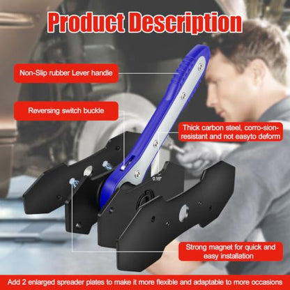 Brake Caliper Compression Tool, 360° Ratcheting Brake Pad Spreader (Blue) | with 2 Strong Magnetic Plates & 4 caliper hangers, Fit for Front disc brake caliper of Cars, Trucks, and SUVs - color: Blue