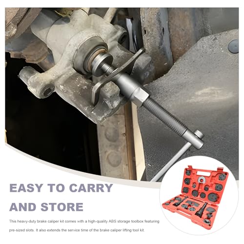 24PCS Brake Caliper Tool, Brake Caliper Wind Back Tool with Disc Adapters, Hanger Hooks & Retaining Plates, Heavy Duty Piston Compression Tools Set for Brake Pad Replacement