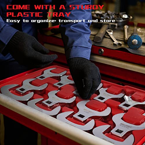 BULLTOOLS 1/2" Drive Jumbo Crowfoot Wrench Set,14-Piece SAE Crows Foot Wrench Set 1-1/16" to 2" Chrome Vanadium Steel Big Crowfoot Wrench - color: Sae 1-1/16" to 2"