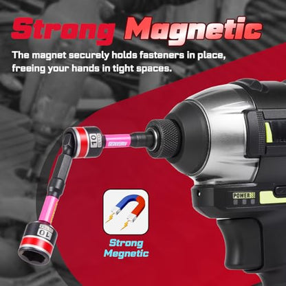 Geinxurn Impact Nut Driver Set, 10 Pieces 2.56 Inch Long Magnetic Metric Nut Setter Set 6 Point Alloy Steel Use 1/4” Hex Shank Impact Driver Stored in Portable Storage Cases for Repair - size: 2.56", style: 2.56"-M