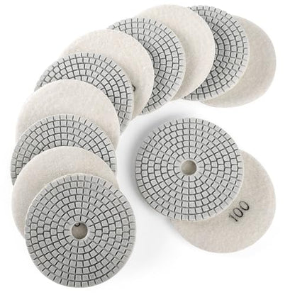WORKEASE 4 Inch Diamond Polishing Pads Wet/Dry 12PCS, 100 Grit Diamond Sanding Pad, Granite Stone Concrete Marble Rock Countertop Quartz Polish Pad - size: 4 Inch 100 Grit