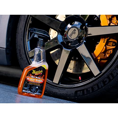 Meguiar's Hot Rims Black Wheel Cleaner, Deep Foaming Gel Specially Formulated to Effectively Clean Matte, Gloss, Satin, and Chrome Black Wheels, 24 Oz Spray Bottle - size: 24 Ounce (Pack of 1), style: Hot Rims Black Wheel Cleaner
