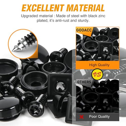 GOOACC 8 Sets Anti-Theft Stainless Steel License Plate Screw Kit with Anti-Rust Stainless Steel Mounting Hardware and Nylon Fastener Nuts for Securing License Plates Frames on Cars, Trucks, SUVs - color: 8 Sets License Plate Screw