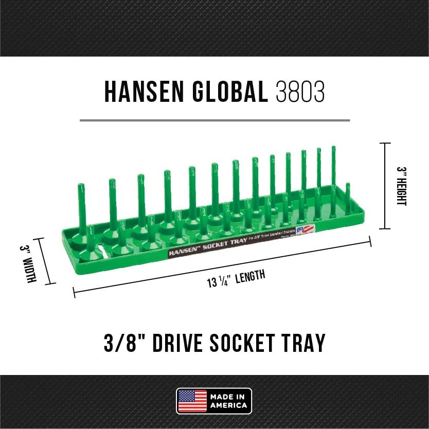 Hansen Global 92001 SAE & Metric, 2-Row Socket Tray Set - 6-Pieces, Green - color: Green