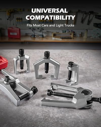 OMT Ball Joint Separator, Tie Rod End Tool Set, Pitman Arm Puller | Includes 5pc Popular Tools for Servicing Ball Joints, Tie Rods, and Pitman Arms, Red Case Silver Puller - color: Red Case Silver Puller