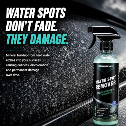 Magic Finish Water Spot Remover for Cars – Professional Hard Water Stain & Mineral Deposit Remover for Paint, Chrome & Wheels – Restores Shine & Gloss – Frozen Margarita Scent – 16oz