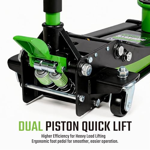 Heavy Duty 3-Ton (6600 lbs) Low Profile Steel Racing & Off-Road Hydraulic Car Floor Jack with Dual Piston Quick Lift Pump, Foot Pedal, Extension Adapter for Cars, SUVs & Trucks Repair