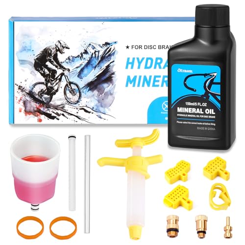 Brake Bleed Kit for SHIMANO Hydraulic Brakes. Bicycle Hydraulic Brake Bleed Kit Including 150ML Mineral Oil Brake Fluid and Step by Step Instructions.
