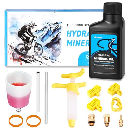 Brake Bleed Kit for SHIMANO Hydraulic Brakes. Bicycle Hydraulic Brake Bleed Kit Including 150ML Mineral Oil Brake Fluid and Step by Step Instructions.