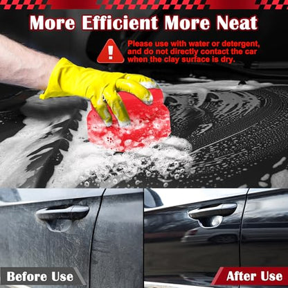 Synthetic Clay Bar Sponge, Luxiv Red Magic Car Clay Bars Auto Detailing with Hexagonal Handle Clay Bar Ball for Car Detailing Smooth, Clean