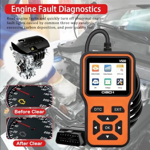 OBD2 Scanner Diagnostic Tool - Check Engine Light Code Scanner Tool with Reset, DTC, Data Stream, I/M Readiness, Car & Truck Scan Tool for All Vehicles Since 1996, escaner automotriz - color: Orange