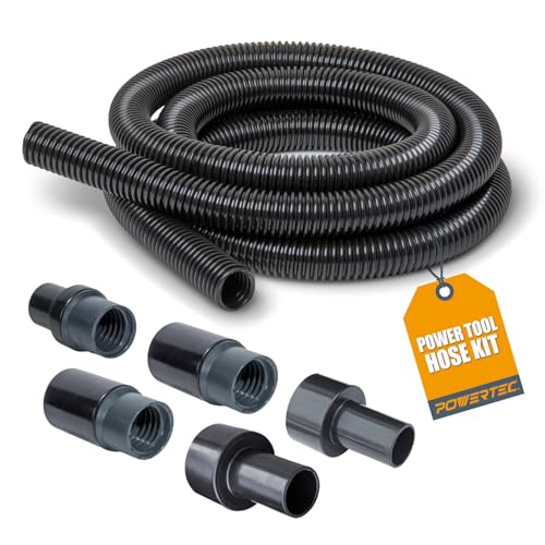 POWERTEC 70347 10 Ft. Dust Collection Hose Kit with 5 Fittings for Woodworking Power Tools Home and Wet/Dry Shop Vacuums