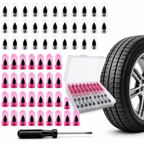 20 Pcs Tire Plug Kit, Screw in Repair Plugs with Screwdriver and Storage Case, Rubber Nail Set for Tubeless Punctures, Emergency Fix for Cars, Motorcycles, Trucks, Bikes (20)