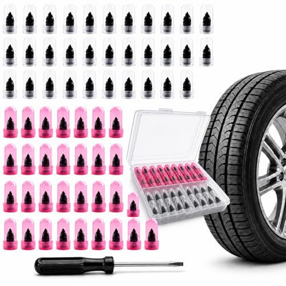 20 Pcs Tire Plug Kit, Screw in Repair Plugs with Screwdriver and Storage Case, Rubber Nail Set for Tubeless Punctures, Emergency Fix for Cars, Motorcycles, Trucks, Bikes (20)