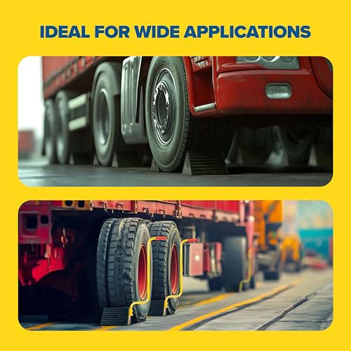 Vergo Industrial Extra Large Wheel Chock 2-Pack - Heavy Duty Molded Rubber XL Wheel Chock for Trucks, Trailers, RVs or Large Freight Equipment - Max Weight Capacity 20 Tons / 40,000 lbs (No Handle) - style: No Handle (2pack)
