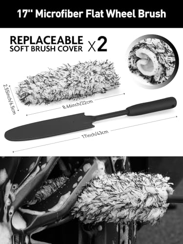 Fantasticlean 7PCS Wheel Brush Kit for Cleaning Tires | Tire Brush, Soft Rim Brush, Flat Wheel Brush for Cleaning Wheels, Wheel Detailing Brush, Applicator Pads, Cars Trucks RVs - size: 7PCS-WDK003