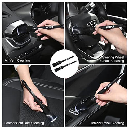 BMLEI 5pcs Car Detailing Brushes Set, Boars Hair Auto Car Detail Brush Kit | No Scratch, Ultra Soft Car Duster Brushes，Perfect for Interior, Exterior Cleaning, Wheels,Tires,Leather Seats