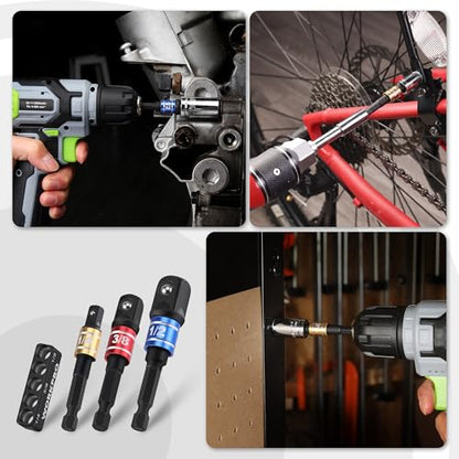 WORKPRO Impact Grade Socket Adapter Set, 1/4", 3/8", & 1/2" Drive, Extension Driver Bit With Holder, for Power Drill to High Torque Impact Wrench, 6PCS - style: 6PCS