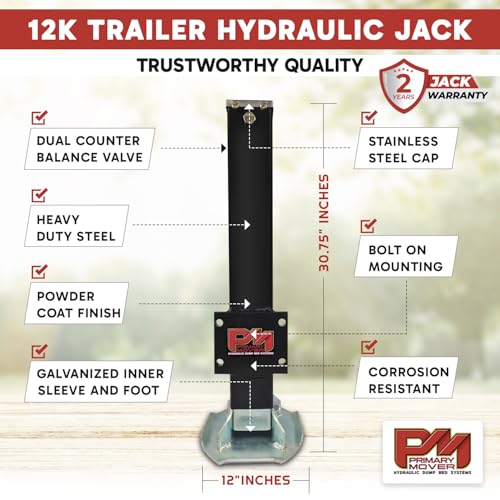 Hydraulic Trailer Jack (12,000 lb) - Power Jack 12K Double Acting, Lift Trailer Jack Stand Kit (12k Jack Bolt On) PFJ-1-MB-ADS-K - style: 12k Jack "Bolt On"